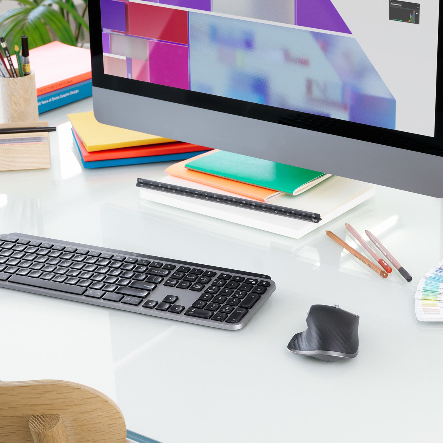 Logitech MX Keys – Tastatur – Bluetooth & 2,4 GHz (USB-A Empfänger) – AZERTY (FR) – beleuchtet – Graphit