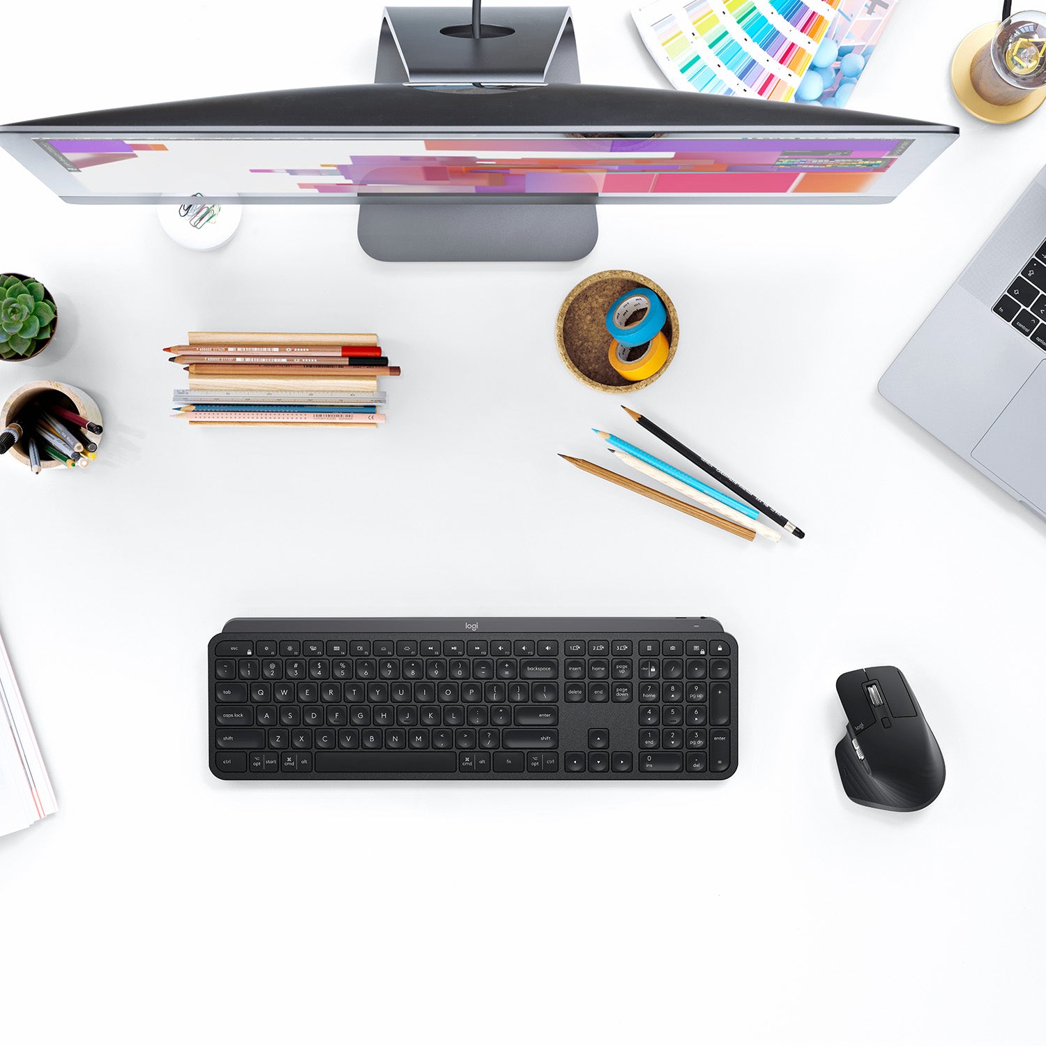 Logitech MX Keys – Tastatur – Bluetooth & 2,4 GHz (USB-A Empfänger) – AZERTY (FR) – beleuchtet – Graphit