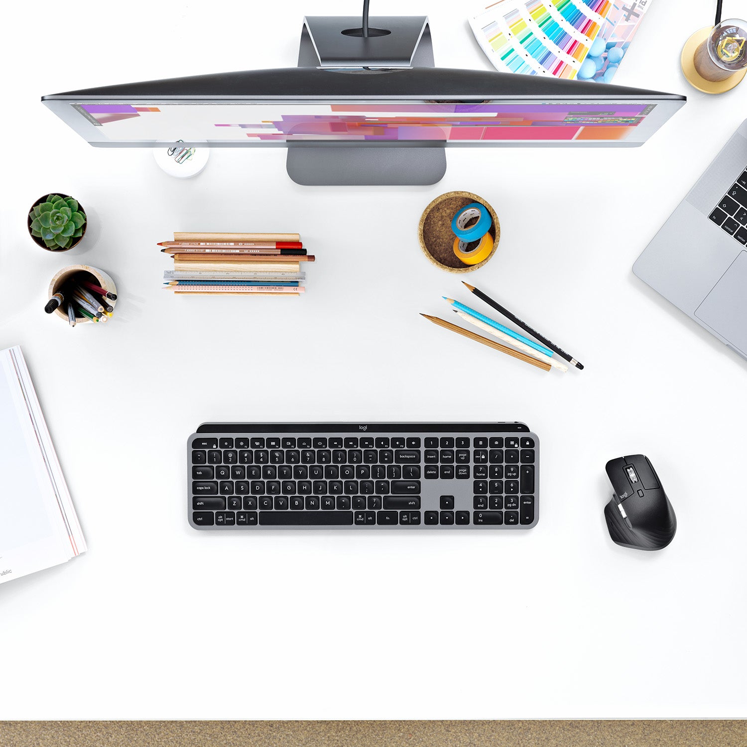 Logitech MX Keys – Tastatur – Bluetooth & 2,4 GHz (USB-A Empfänger) – AZERTY (FR) – beleuchtet – Graphit