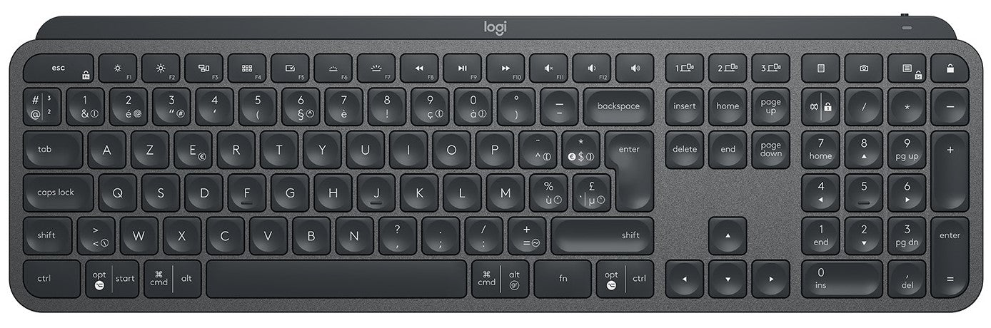 Logitech MX Keys – Tastatur – Bluetooth & 2,4 GHz (USB-A Empfänger) – AZERTY (FR) – beleuchtet – Graphit