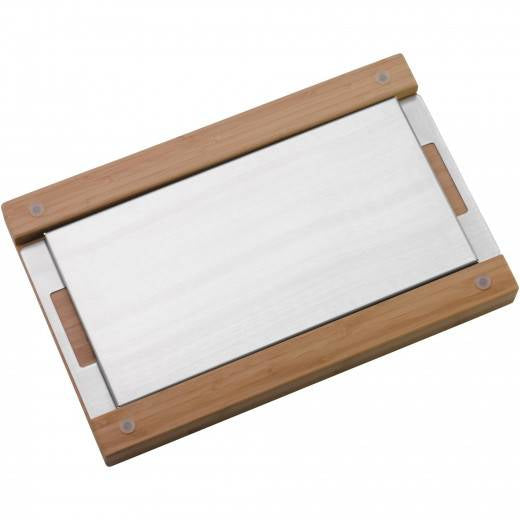 WMF Schneidebrett 44 × 27 × 4,8 cm, Bambus/Edelstahl, mit Auffangschale, Braun