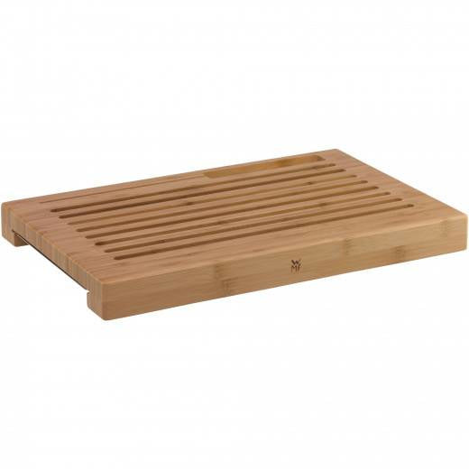 WMF Schneidebrett 44 × 27 × 4,8 cm, Bambus/Edelstahl, mit Auffangschale, Braun