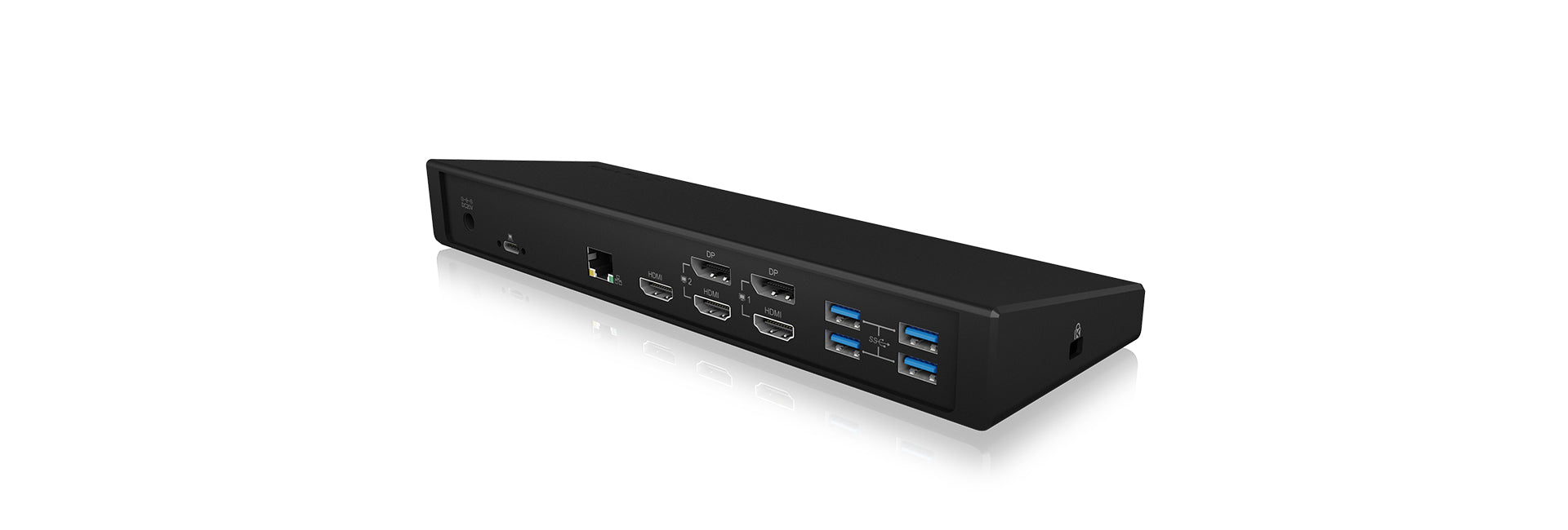 ICY BOX IB-DK2244AC Dockingstation – USB-C, 2× DP, 3× HDMI, 5× USB-A, 60 W PD, GbE, für Windows/Mac
