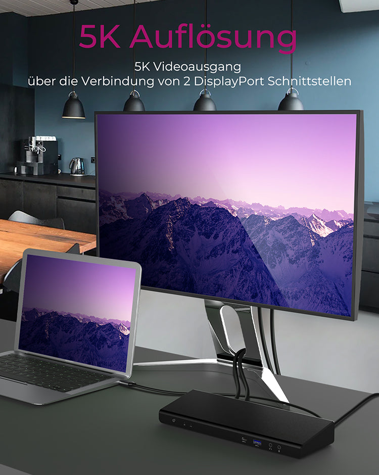 ICY BOX IB-DK2244AC Dockingstation – USB-C, 2× DP, 3× HDMI, 5× USB-A, 60 W PD, GbE, für Windows/Mac