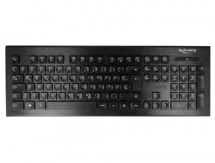 DeLOCK Tastatur, kabellos (2,4 GHz), DE-Layout (DE), Fullsize (mit Ziffernblock), Scherenmechanik, schwarz