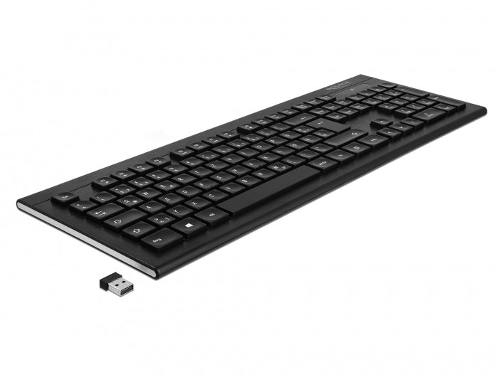 DeLOCK Tastatur, kabellos (2,4 GHz), DE-Layout (DE), Fullsize (mit Ziffernblock), Scherenmechanik, schwarz