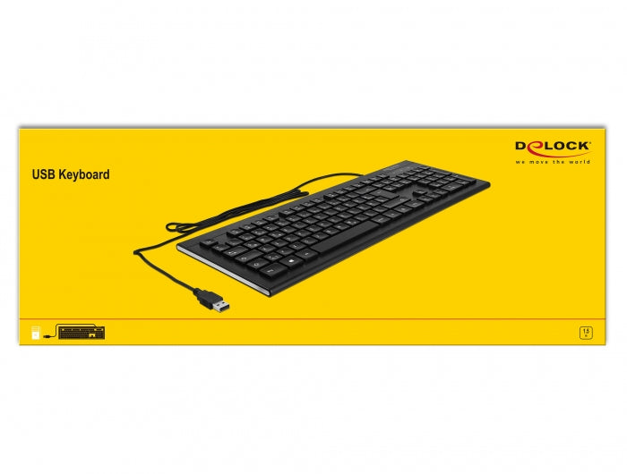 DeLOCK Tastatur, kabelgebunden (USB-A), DE-Layout (DE), Fullsize (mit Ziffernblock), Schere, Schwarz