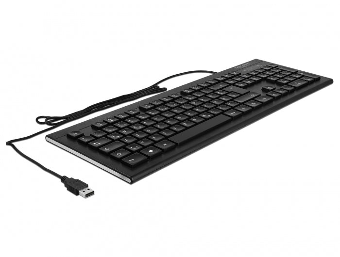 DeLOCK Tastatur, kabelgebunden (USB-A), DE-Layout (DE), Fullsize (mit Ziffernblock), Schere, Schwarz