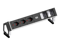 Bachmann DESK 2 Tischsteckdosenleiste, 3×T13, 0,2 m, 2×Leerplatz für Custommodul, ohne Schalter – Weiss