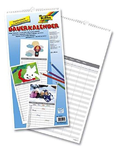 Folia Familienplaner – für Familien – 5 Spalten – viersprachig D/F/I/GB – immerwährend – 23 × 49 cm