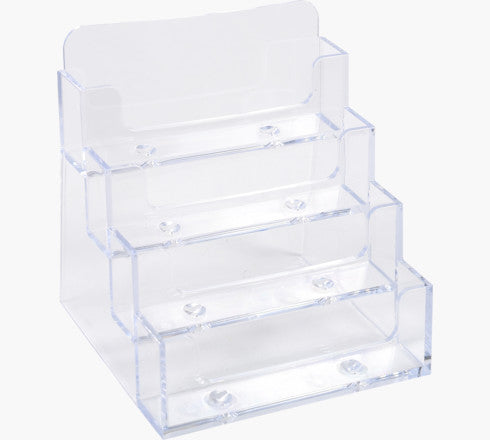Exacompta Visitenkartenhalter – 4 Fächer, für 50 Karten je Fach, Polystyrol (PS), glasklar, 109 × 107 × 102 mm