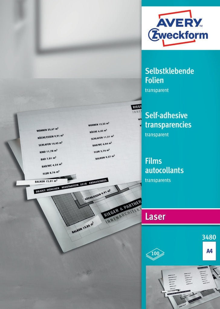 AVERY Zweckform Laser-/Kopierfolie – für Laserdrucker und Kopierer, A4, 100 Blatt