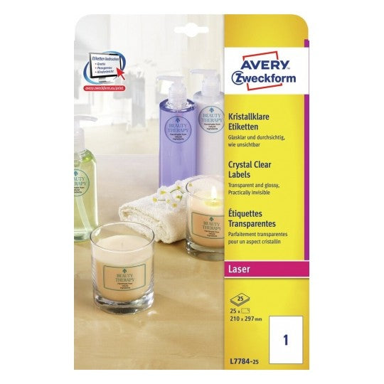 Avery Folienetiketten, 210 mm × 297 mm, transparent, Folie, permanent