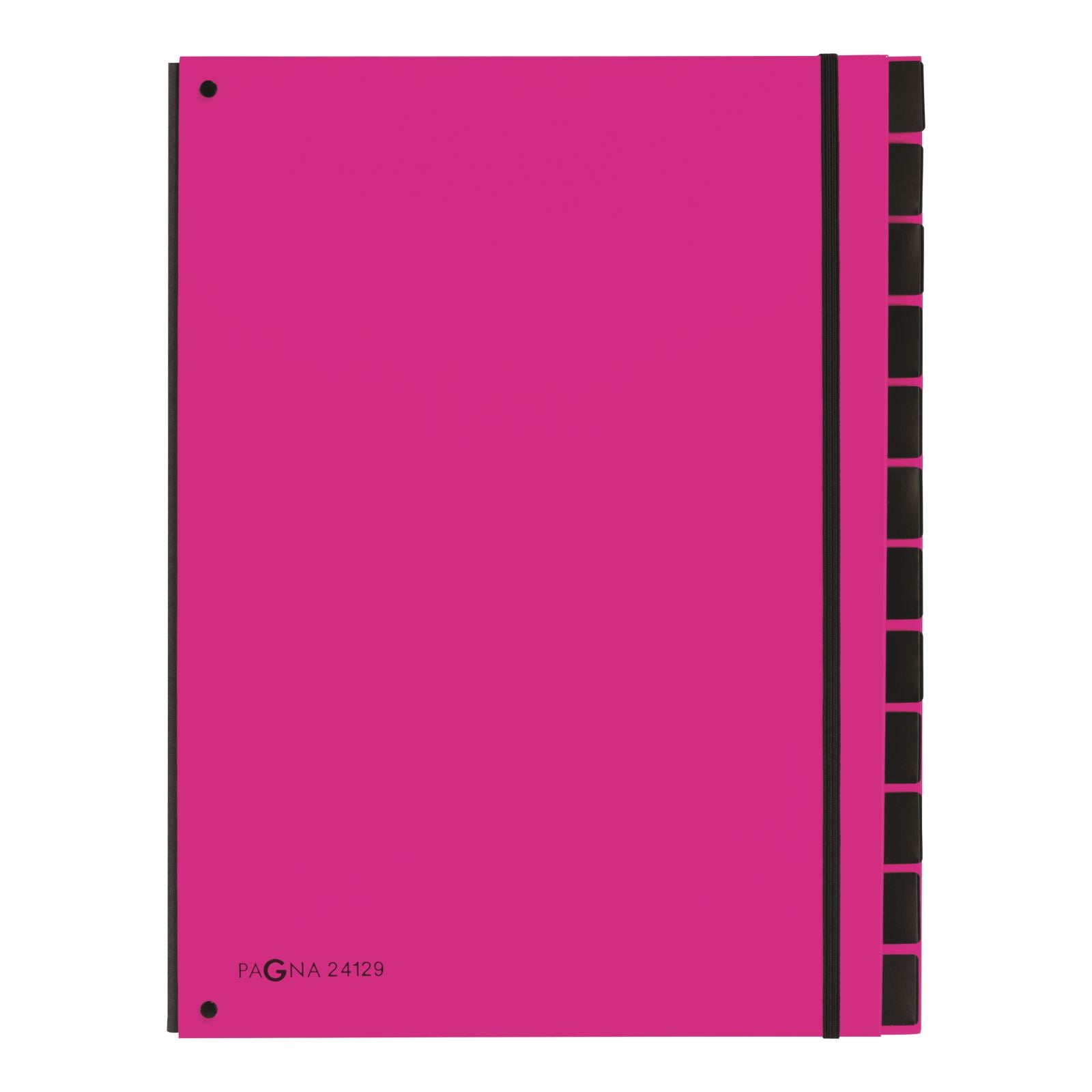 Pagna Fächermappe A4 – 12 Fächer, Karton, Polypropylen (PP), Pink, Füllhöhe 20 mm