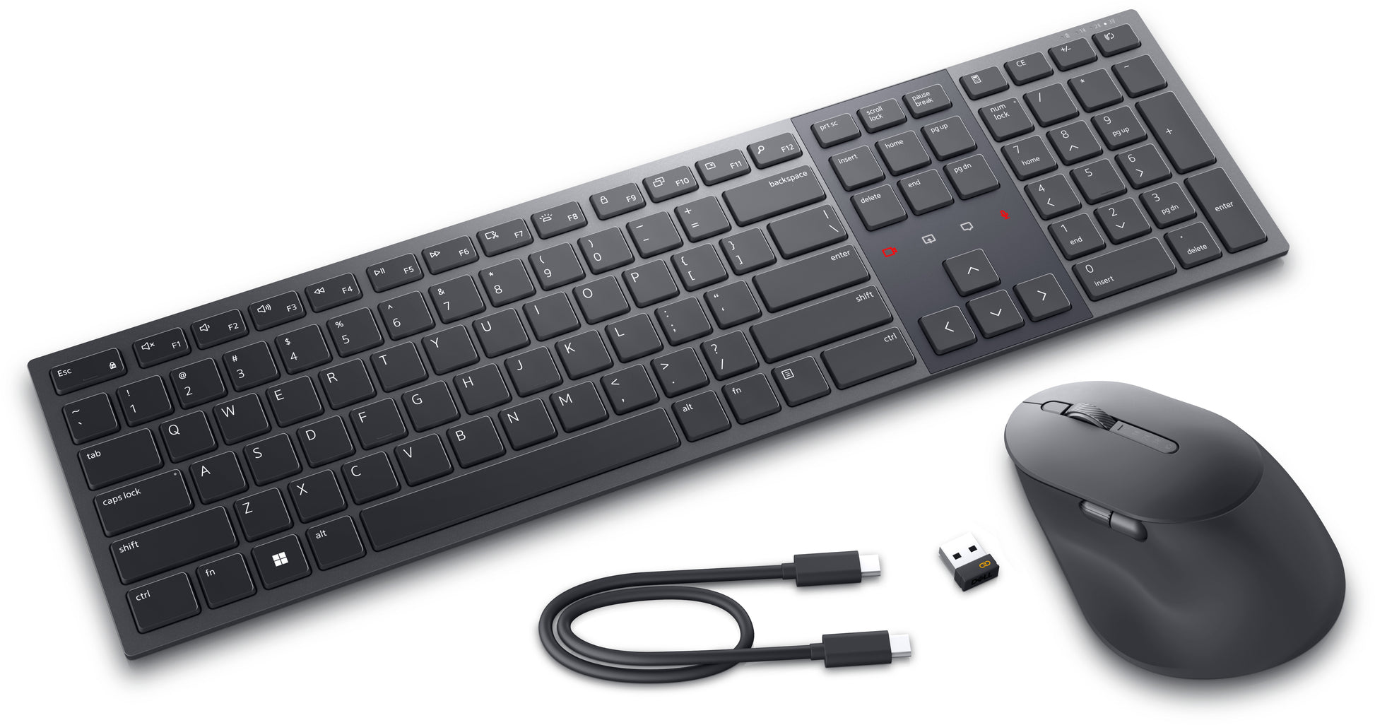 DELL KM900 – Tastatur, kabellos (Bluetooth/2,4 GHz), US-Layout (EN), Grau