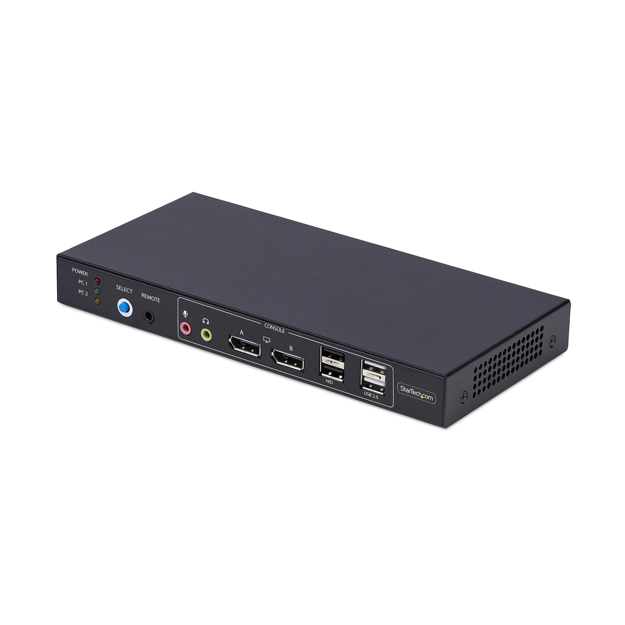 StarTech.com 2-Port DP Dual-View KVM-Switch – 4K/60 Hz, USB 2.0-Hub, Audio, Desktop