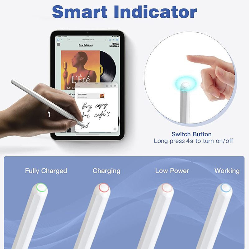 eSTUFF Eingabestift für Apple iPad (6.–10. Gen.), Pro 11"/12,9" (1.–6. Gen.) – USB‑C, magnetisch – Weiss
