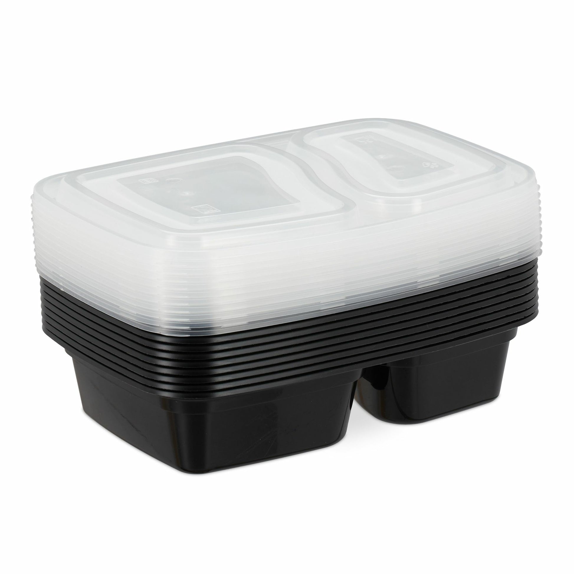 Relaxdays Take-away-Box, Polypropylen (PP), 2-geteilt – 1 l, schwarz – 1 Stk.
