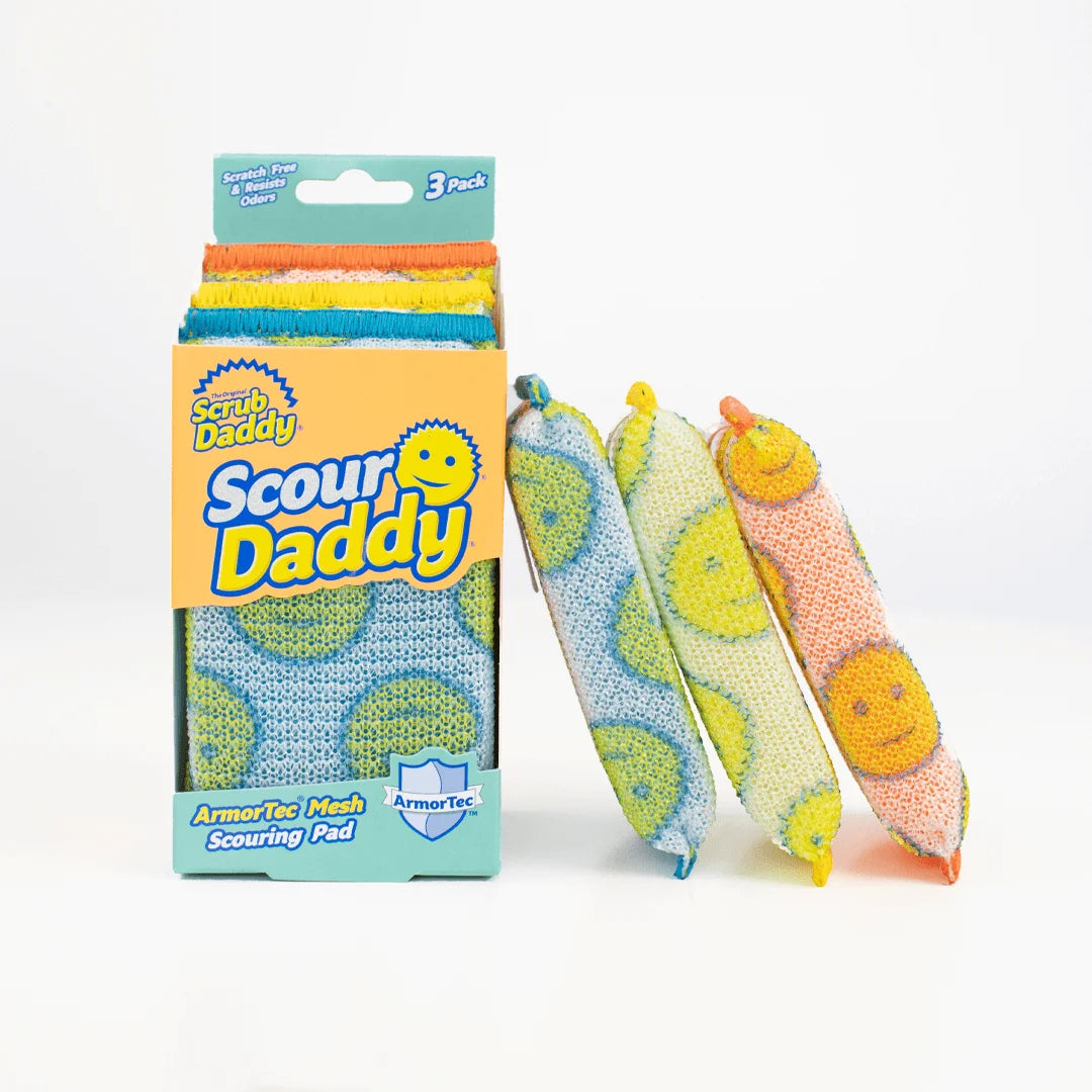Scrub Daddy Scour Daddy Scheuerschwamm mit Armor Tec – Schaum, rechteckig, für Küche, mehrfarbig, 3 Stk.