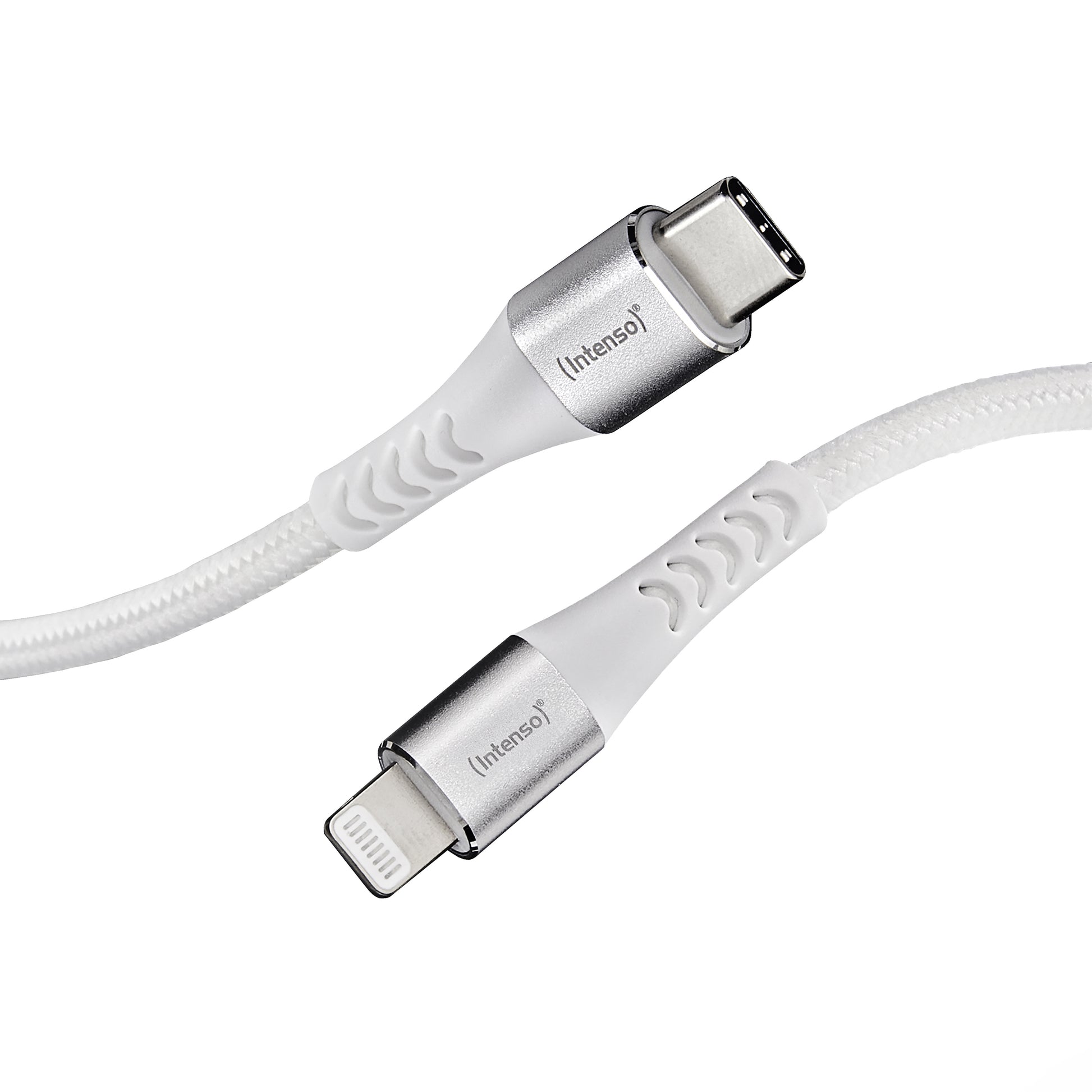 Intenso Multi-Kabel – 2-in-1 USB-C auf USB-C/Lightning 1,5 m, PD 27 W, geflochten, weiss – für iPhone/iPad