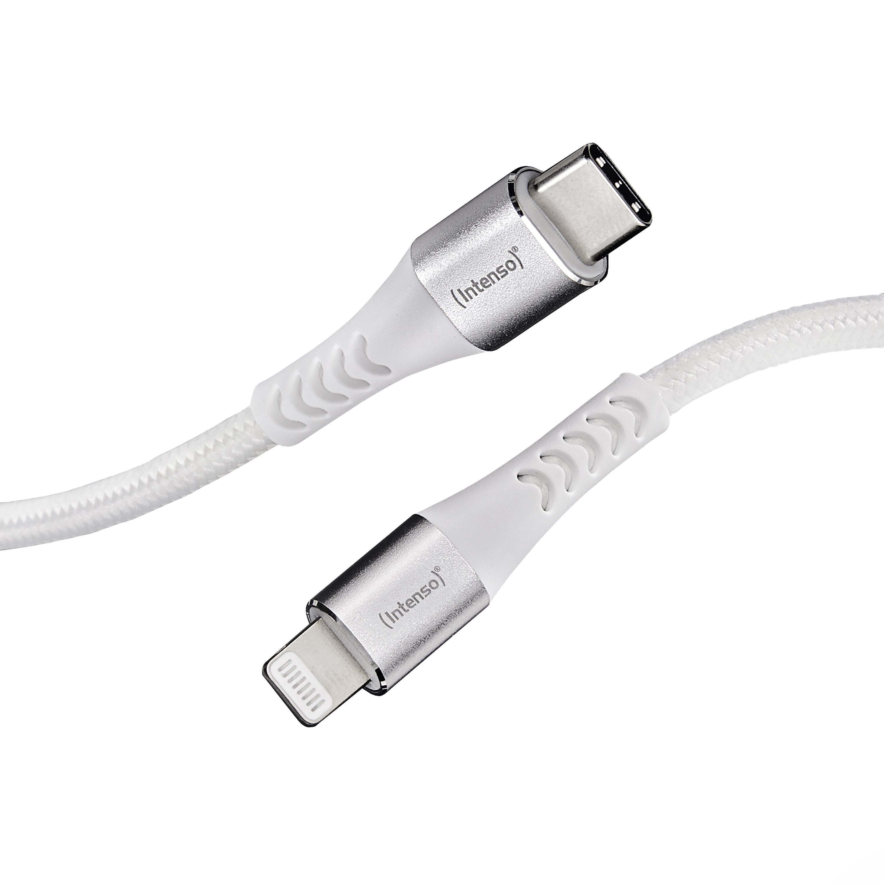 Intenso Multi-Kabel – 2-in-1 USB-C auf USB-C/Lightning 1,5 m, PD 27 W, geflochten, weiss – für iPhone/iPad