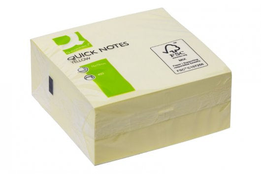 Q-Connect Haftnotizen Quick Notes – 76×76 mm – gelb, 400 Blatt, FSC