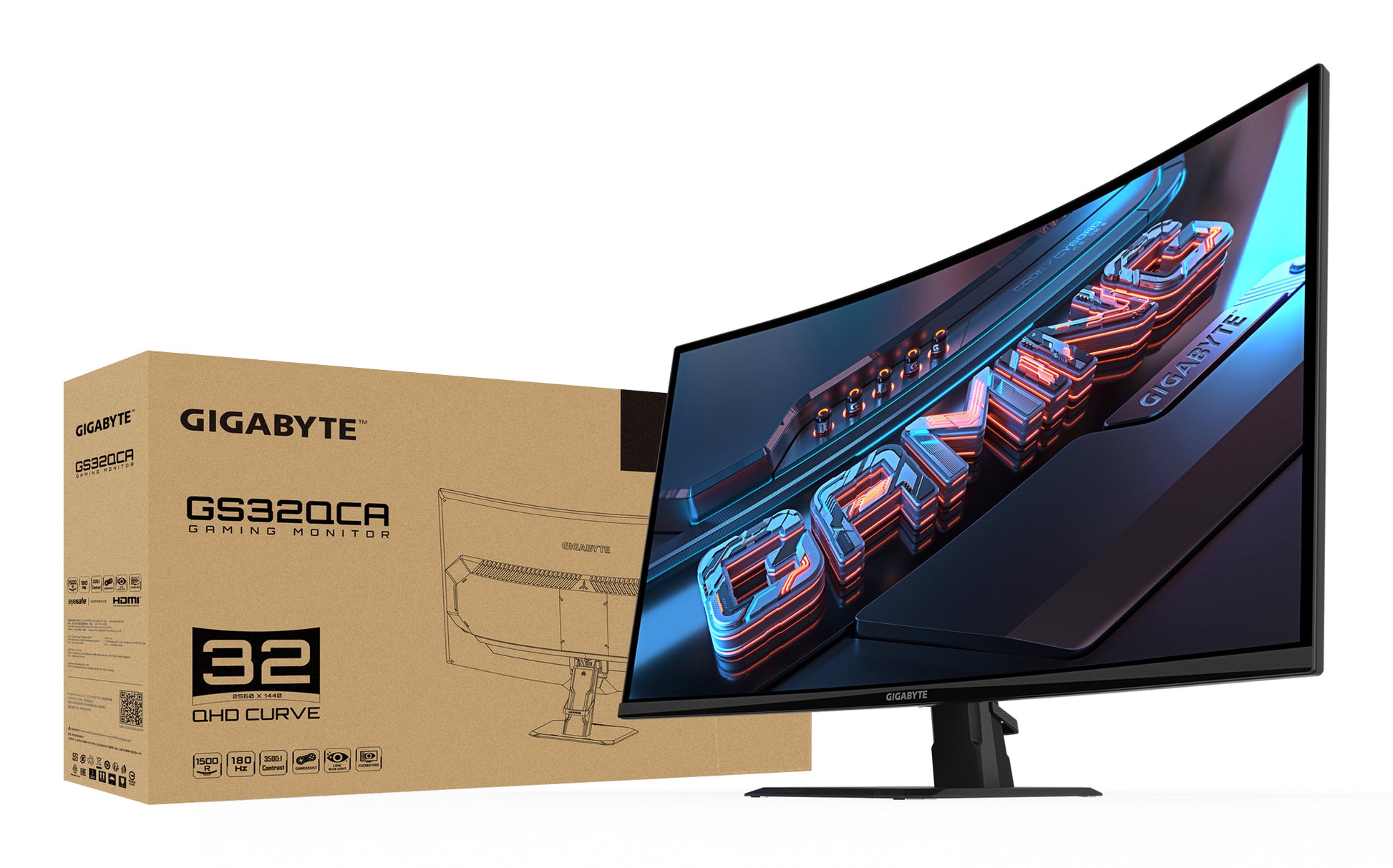 GIGABYTE GS32QCA – Monitor, 31,5" WQHD (2560 × 1440), VA, 180 Hz, 250 cd/m²