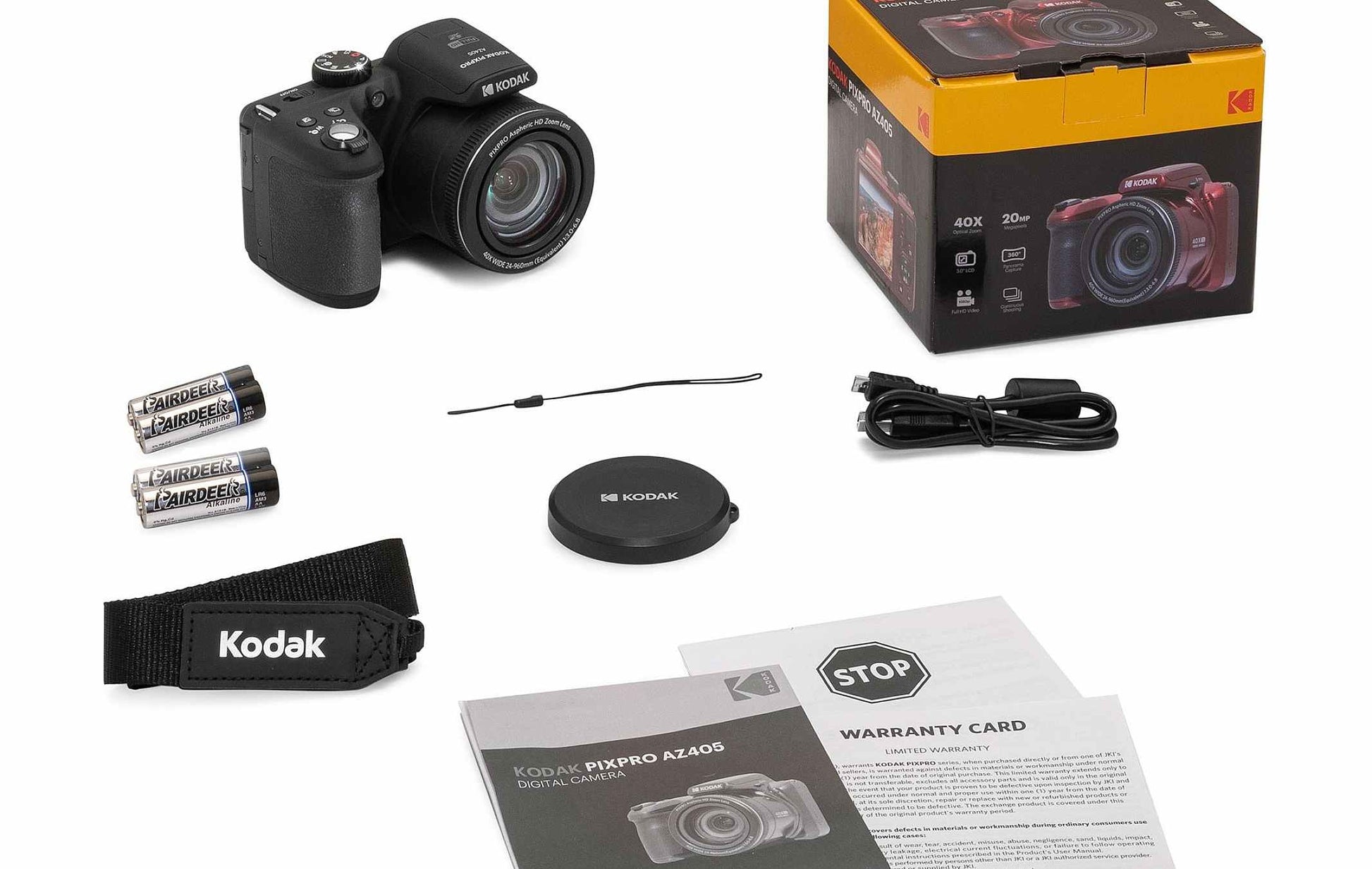 Kodak AZ405 – Bridgekamera, 40× optischer Zoom, 20,68 MP, 1080p, Weiss
