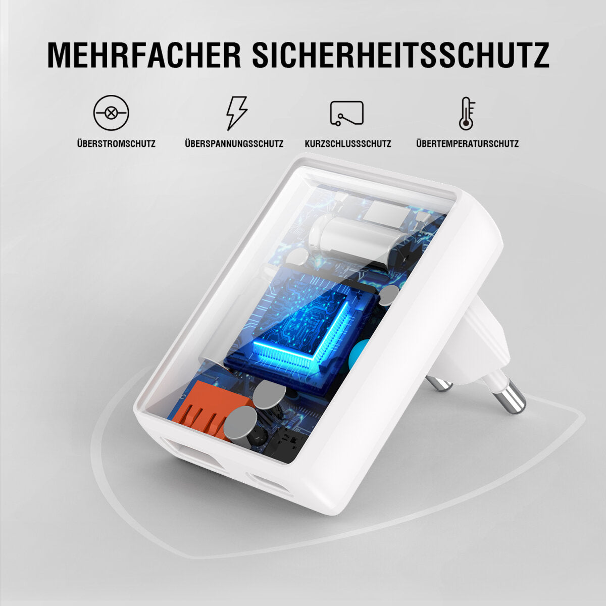 4smarts FlatPlug Duos USB-Ladegerät 20 W – USB-C×1, USB-A×1 – PD, QC 3.0, PPS, GaN – EU-Stecker (Typ C)