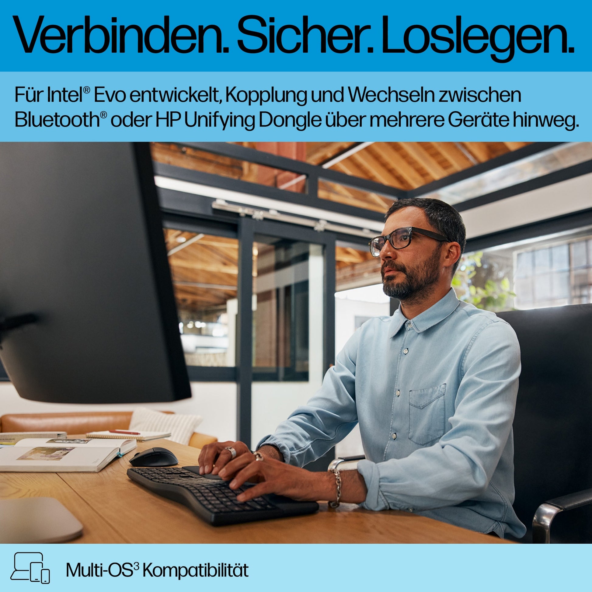 HP 680 Comfort – Tastatur, kabellos (Bluetooth/2,4 GHz)