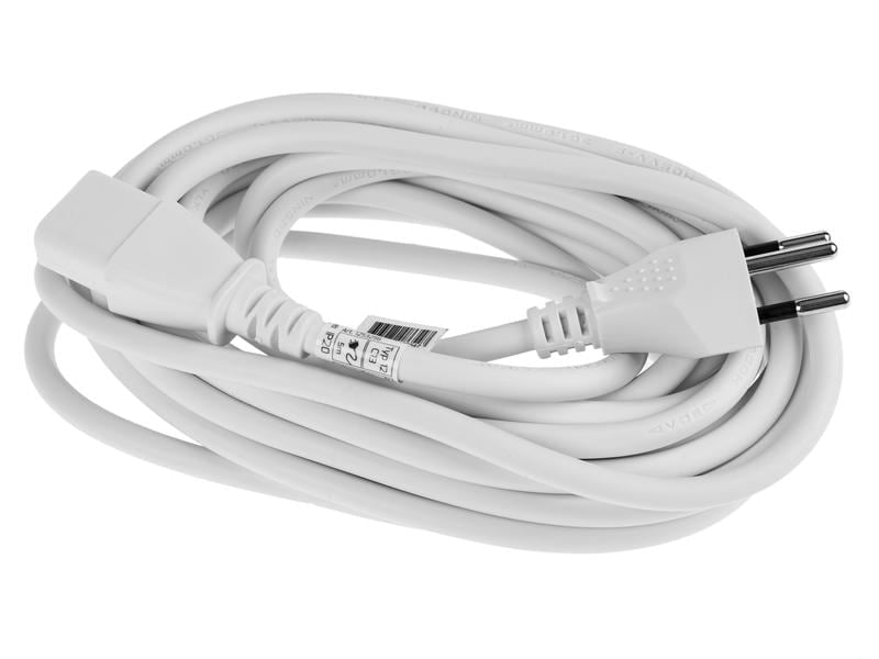 Furber. Netzkabel – T12–IEC C13, 5 m, 10 A, weiss