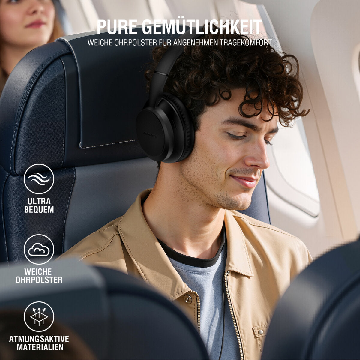 4smarts SkyBuds Wave Over-Ear Kopfhörer – Stereo, Kabel + BT, 3,5 mm Klinke, USB-C, Schwarz, BT 5.4