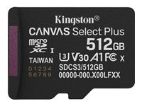 Kingston Technology Kingston Canvas Select+ GEN3 microSD-Karte – 512 GB, A1/150R/ohne SD-Adapter