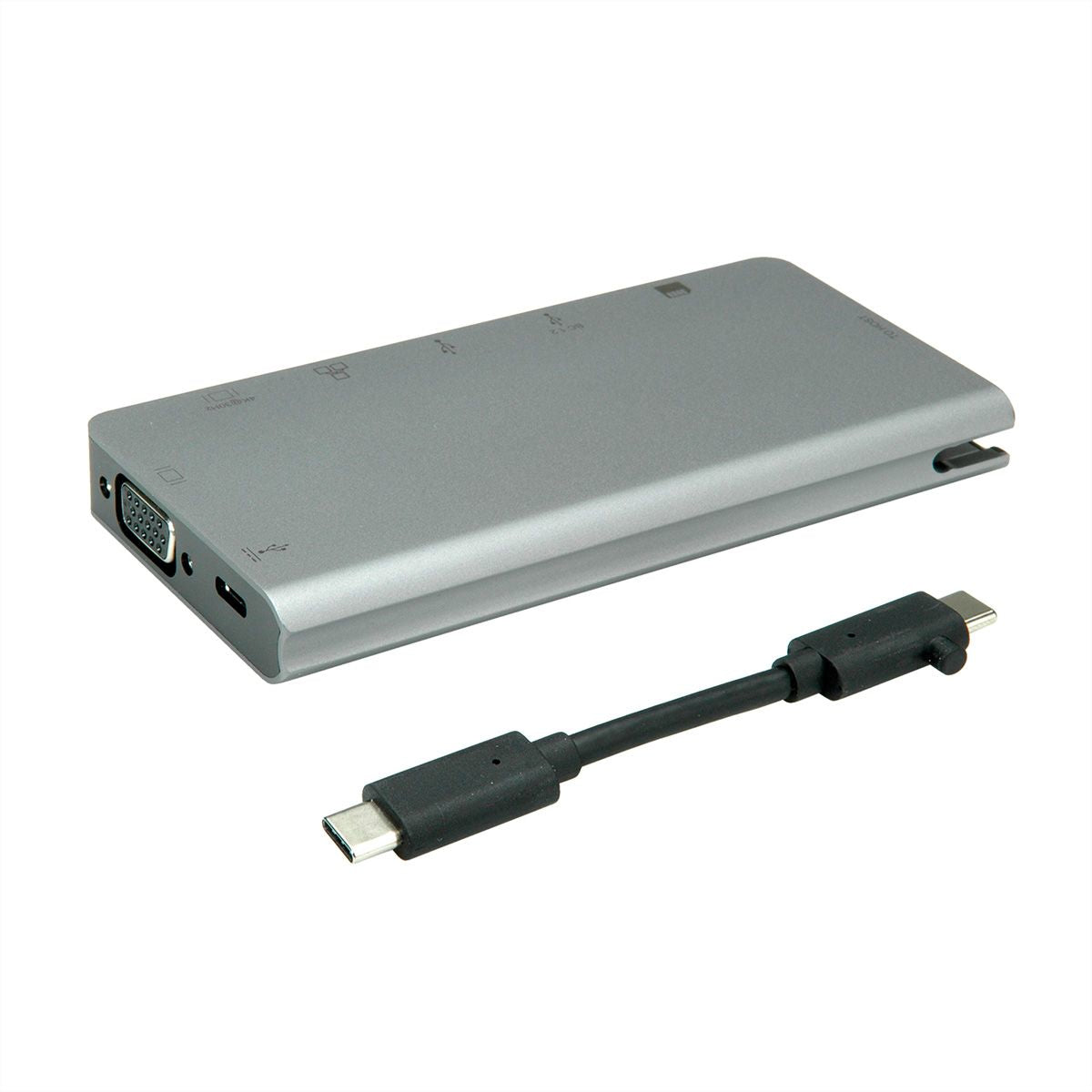 ROLINE Dockingstation – USB-C, 1× HDMI (4K), 1× VGA, 2× USB-A, 1× USB-C, GbE, SD/microSD, für MacBook/Notebook
