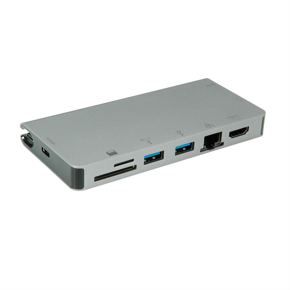 ROLINE Dockingstation – USB-C, 1× HDMI (4K), 1× VGA, 2× USB-A, 1× USB-C, GbE, SD/microSD, für MacBook/Notebook