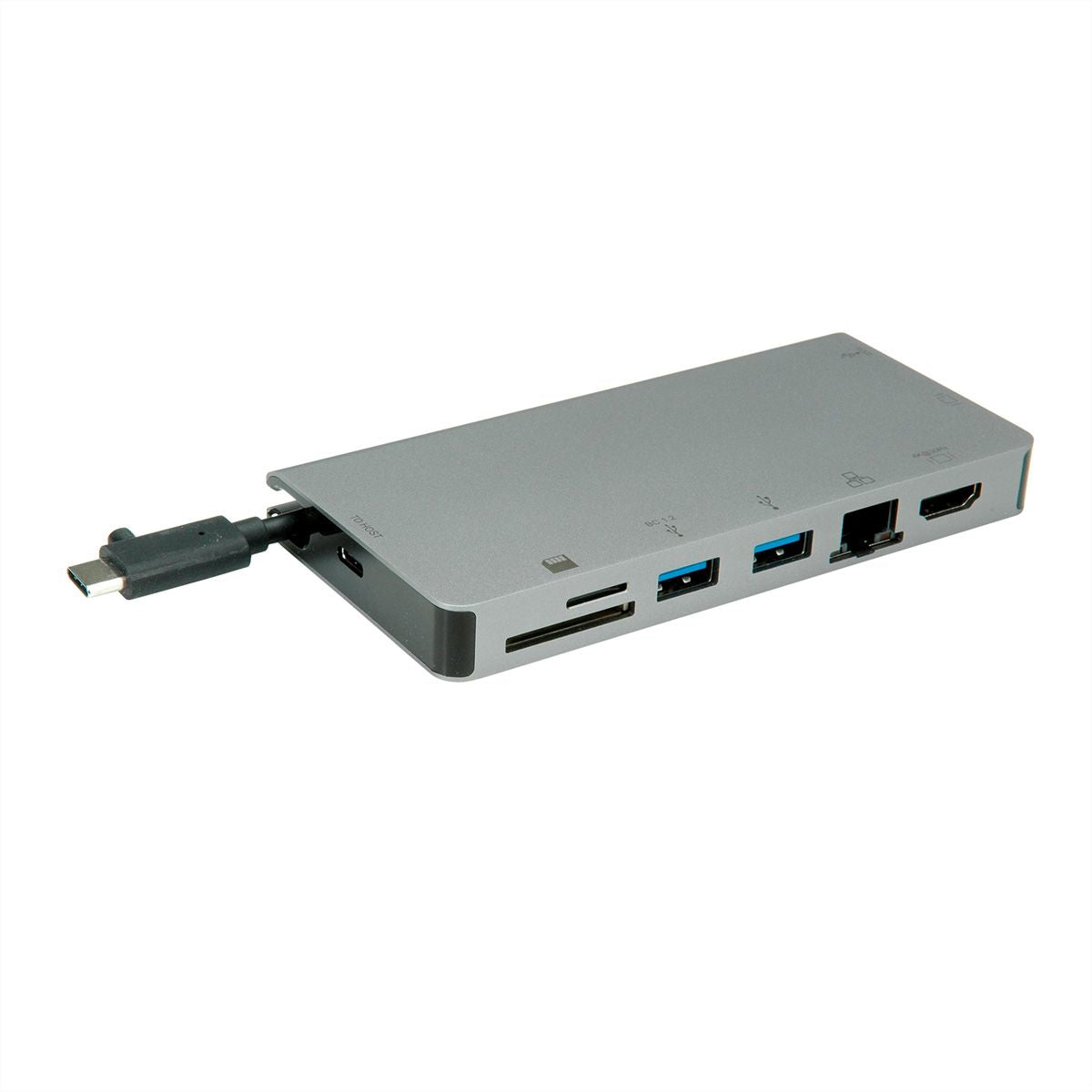 ROLINE Dockingstation – USB-C, 1× HDMI (4K), 1× VGA, 2× USB-A, 1× USB-C, GbE, SD/microSD, für MacBook/Notebook