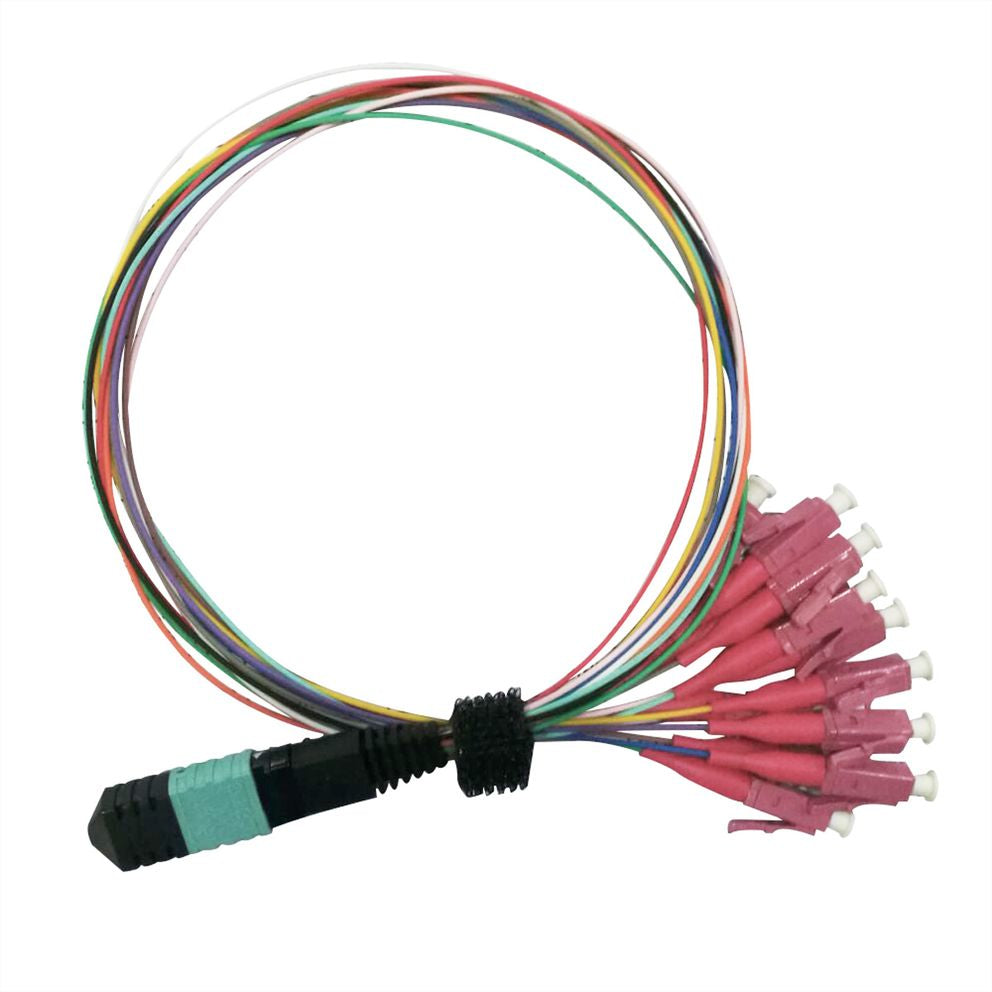 VALUE LWL-Patchkabel – MPO–12× LC, Multi-Mode OM4, 2 m, LSZH, violett