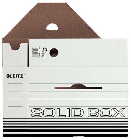 Leitz Solid Archivschachtel – für A4, B 100 × H 330 × T 257 mm, Automatik-Aufbau, schwarz, Karton, 1 Stück