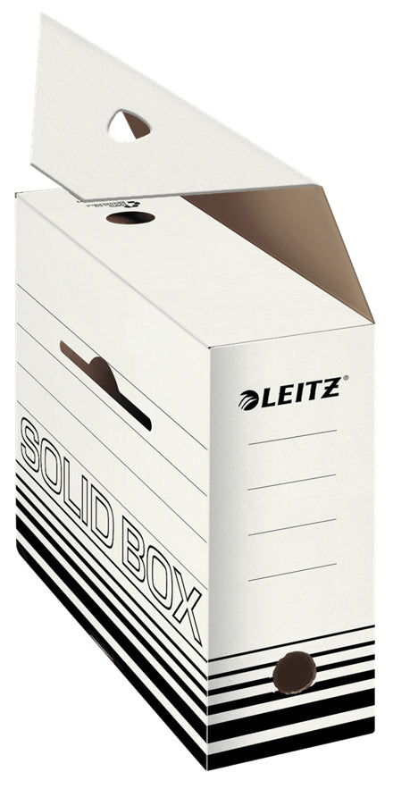Leitz Solid Archivschachtel – für A4, B 100 × H 330 × T 257 mm, Automatik-Aufbau, schwarz, Karton, 1 Stück