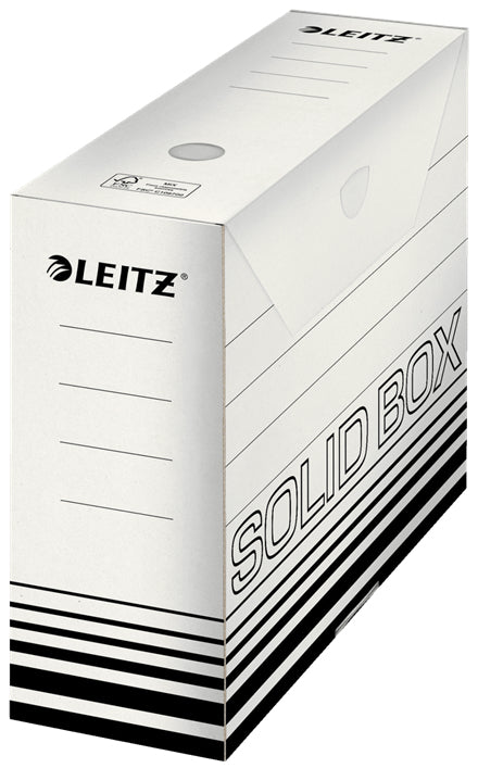 Leitz Solid Archivschachtel – für A4, B 100 × H 330 × T 257 mm, Automatik-Aufbau, schwarz, Karton, 1 Stück
