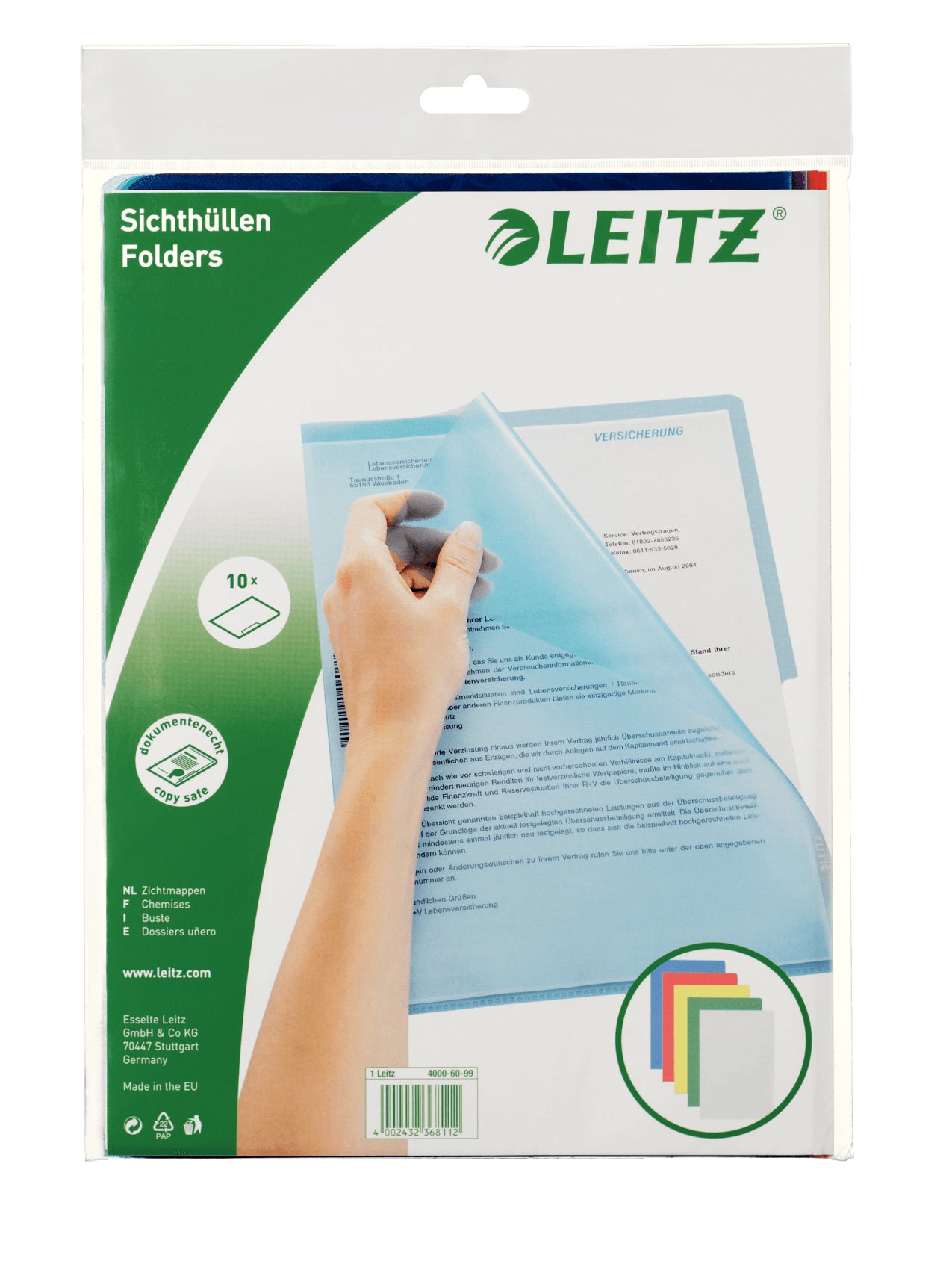 Leitz Sichthülle A4, PP, assortiert