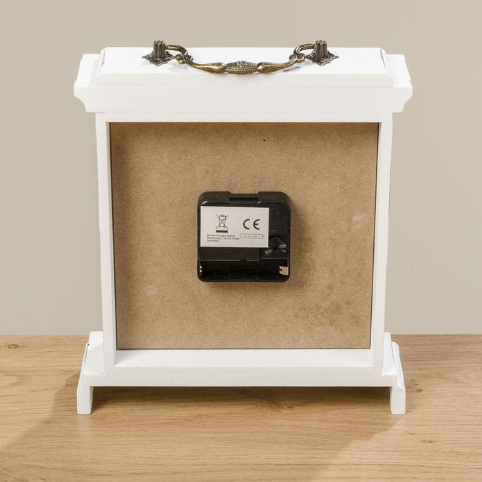 Boltze Tischuhr – Analog, 21 × 23 × 6,5 cm, Weiss, Glas