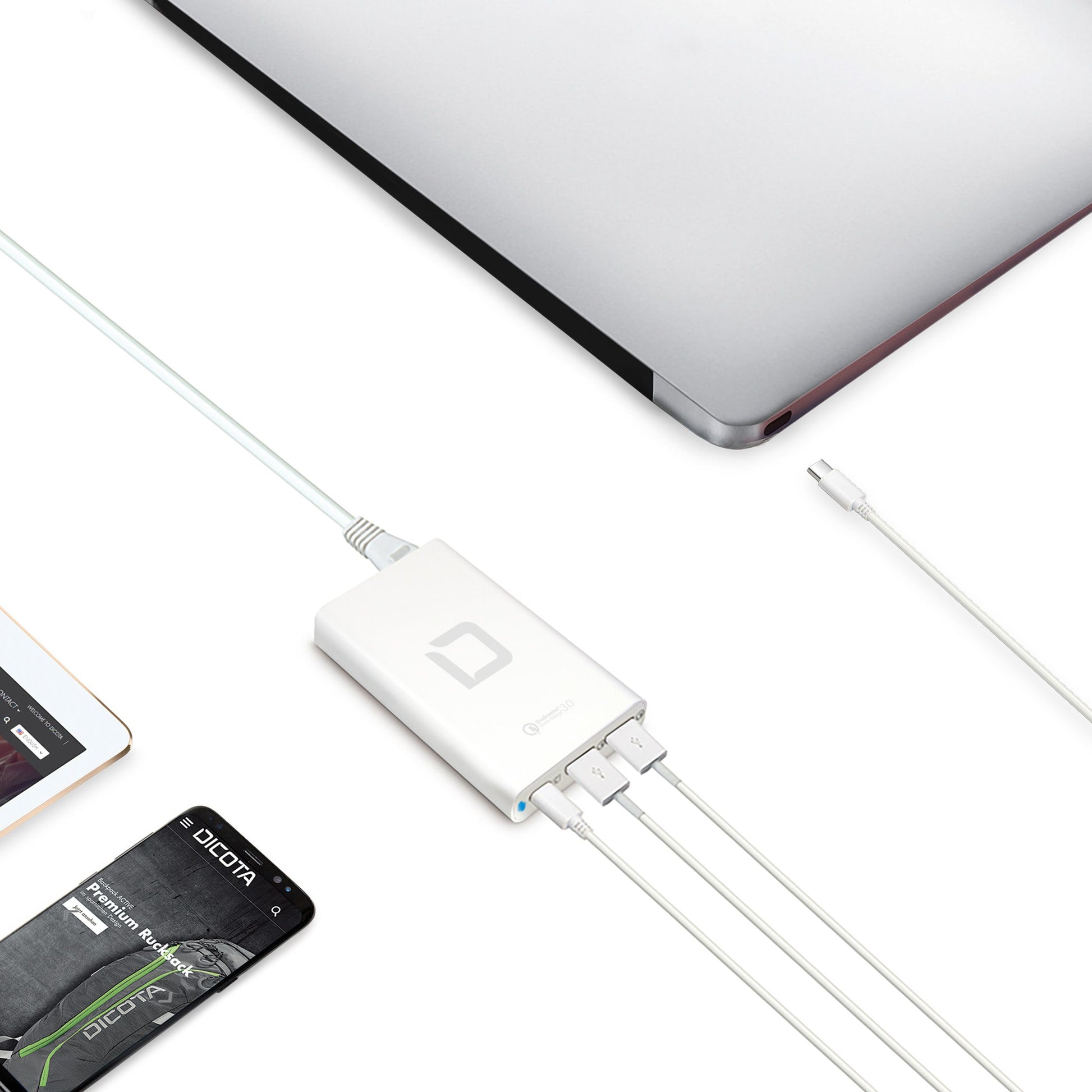 DICOTA Univ D31720 Ladegerät – 40 W, 1× USB-C + 2× USB-A, PD, QC – für Laptops