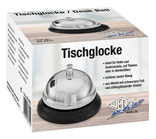 Wedo Tischglocke – Schwarz/Silber – 85 × 60 mm – Metall