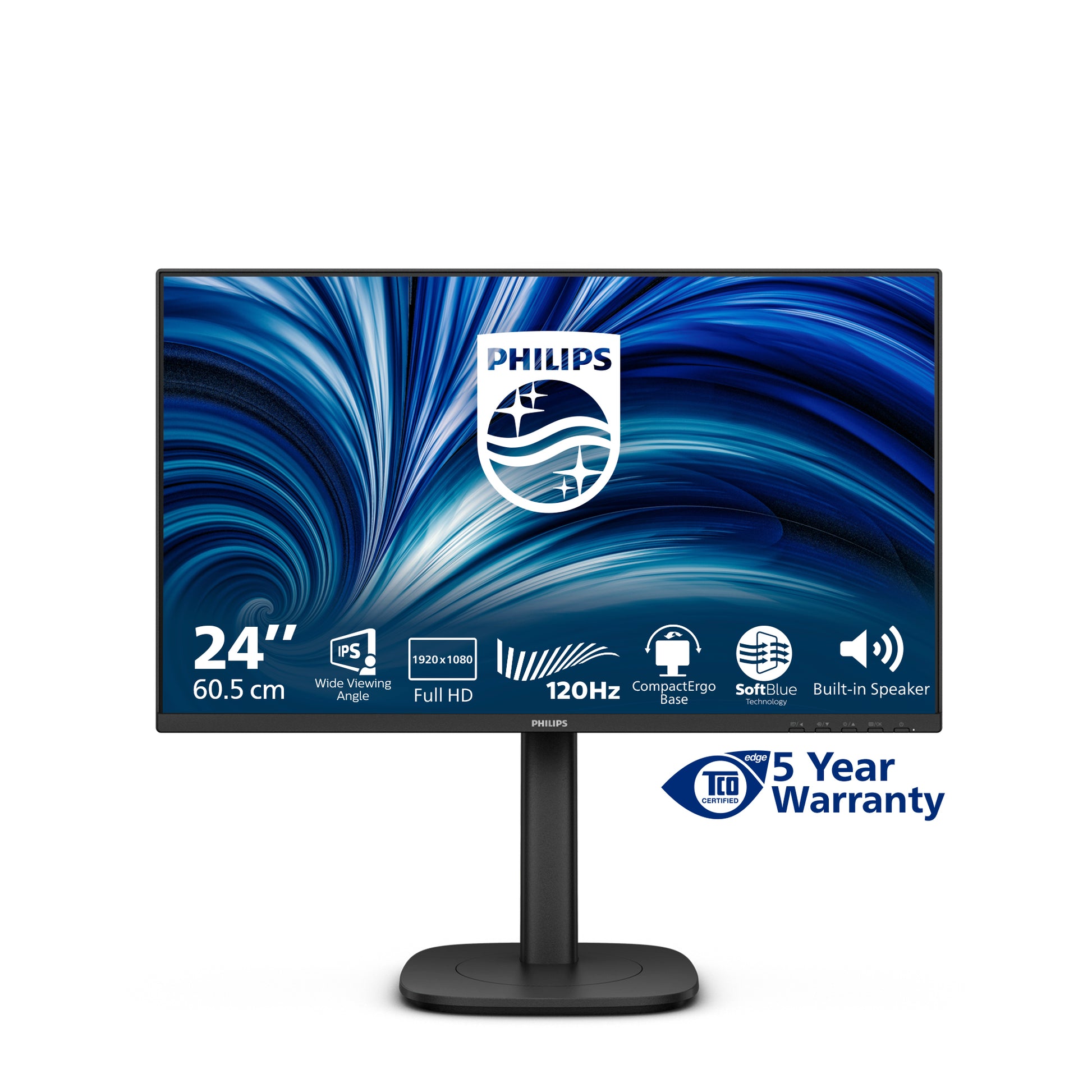 Philips 24B2N3200J/000 – Monitor, 23,8", IPS, 120 Hz, 300 cd/m², USB-Hub, Lautsprecher, Adaptive Sync, Schwarz