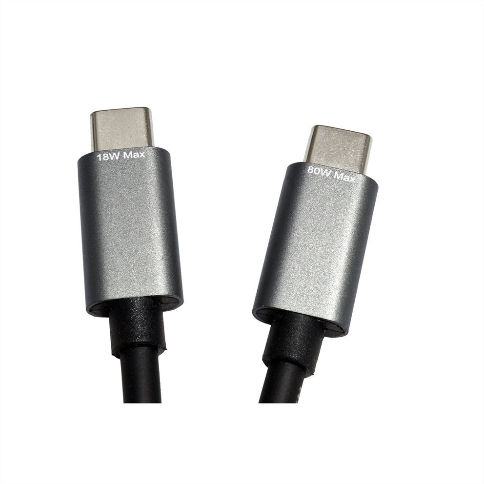 ROLINE USB-C auf 2× USB-C Kabel – USB 2.0 (480 Mbit/s) – 1,85 m – PD 100 W – Geschirmt – Schwarz