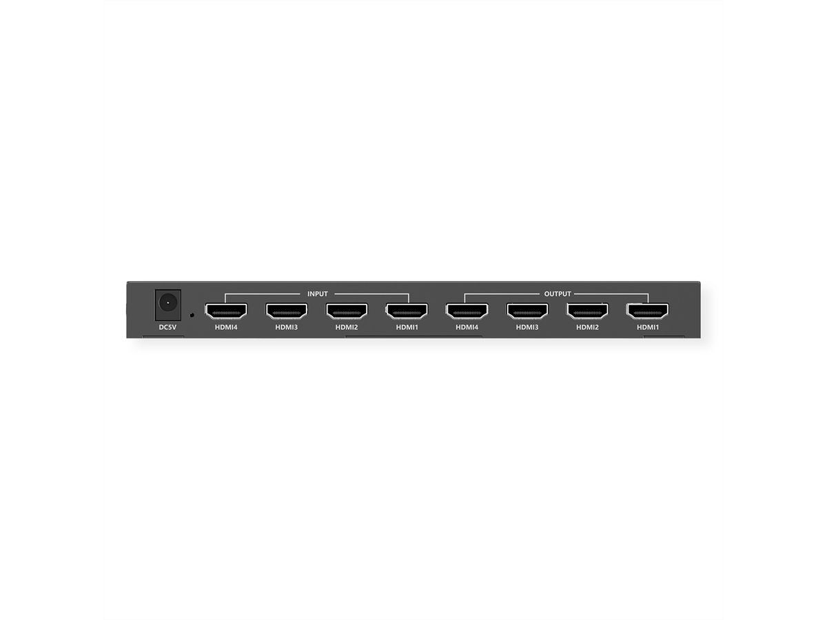 VALUE 4×4 HDMI-Matrix, 4K60, RS-232/IR-Fernbedienung
