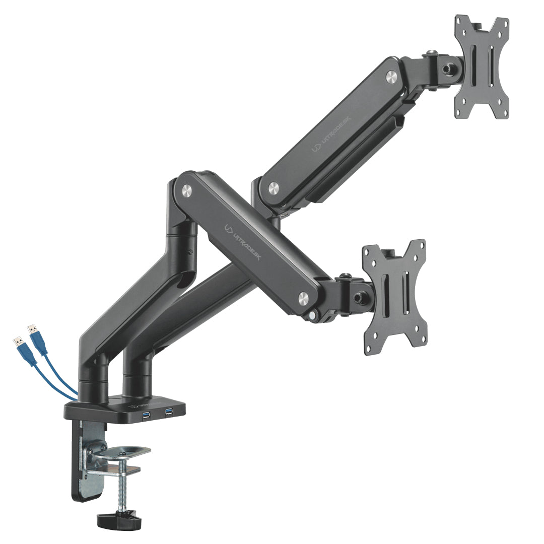 Ultradesk Monitorarm Tischhalterung – 2 Monitore – bis 32" – VESA 75×75/100×100 mm – Gasfeder