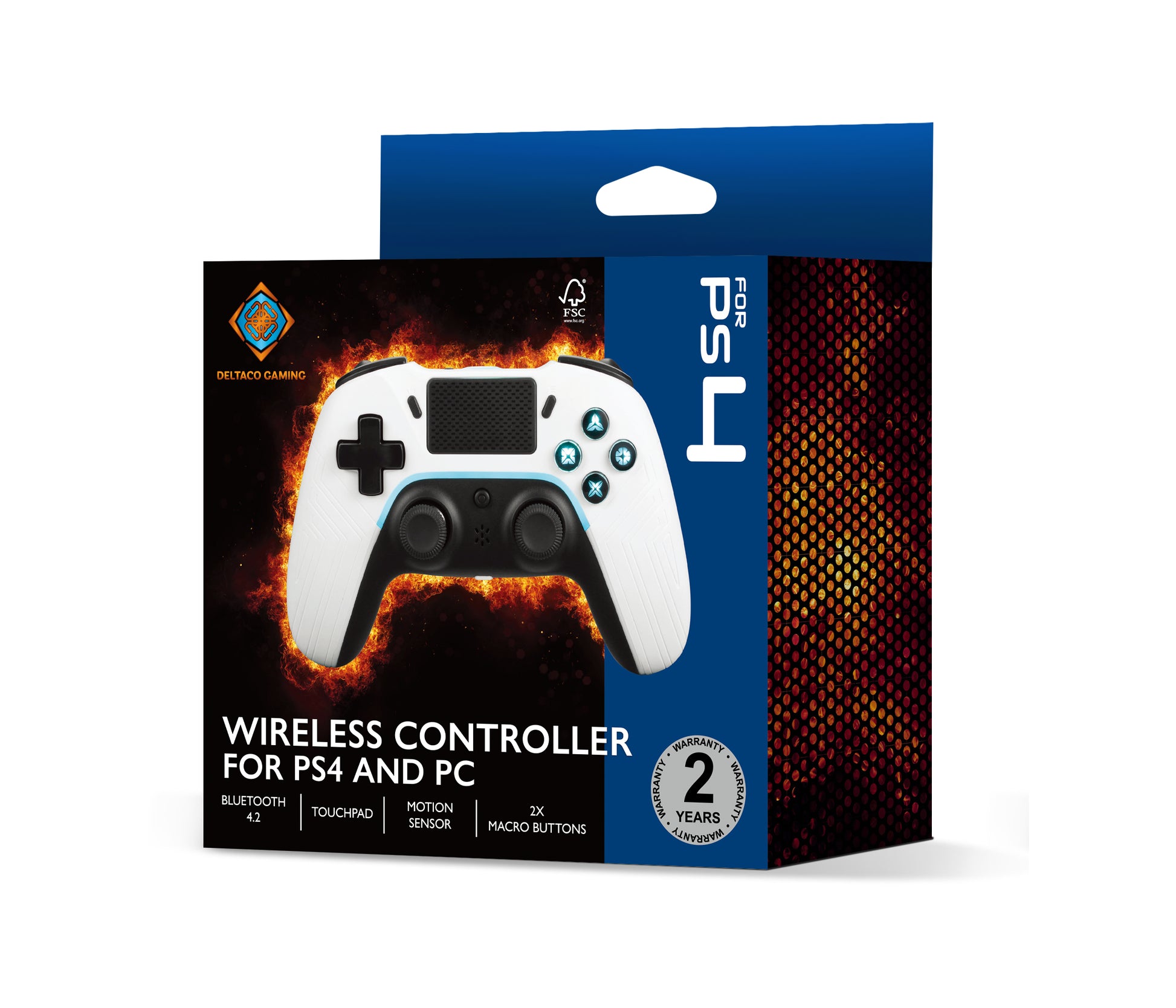 Deltaco Gaming GAM-139-W – Gamepad – USB (USB Typ-C) + Bluetooth 4,2, für PS4 & PC