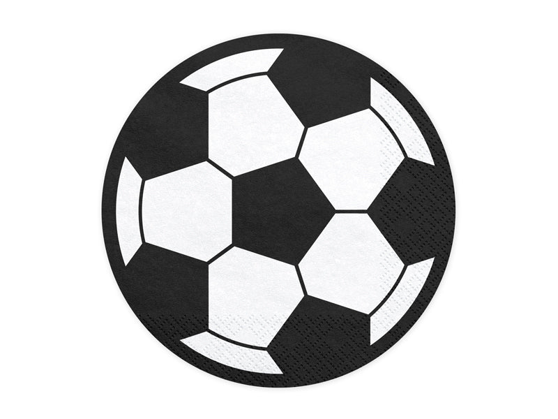 PartyDeco Servietten Fussball Schwarz/Weiss – 27 × 27 cm, 3-lagig – 20 Stück